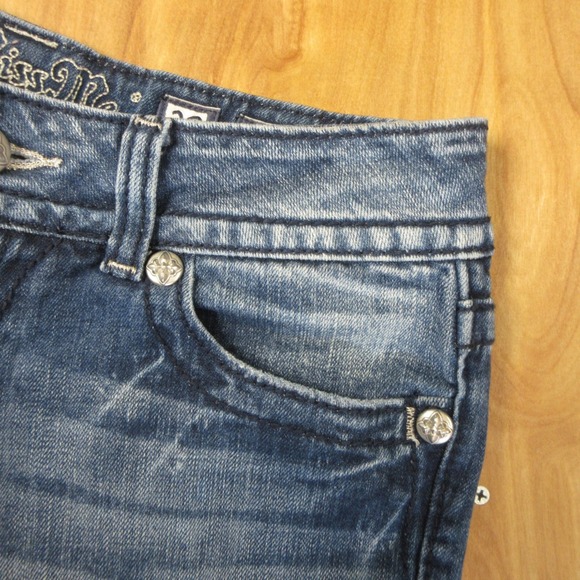 MISS ME Embellished Denim Jean Capris Sz 29 Blue Distressed Flap Pockets JP6085P - Picture 5 of 16